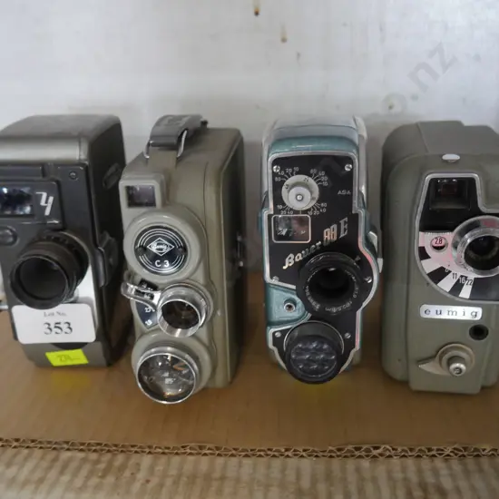 4 old movie cameras