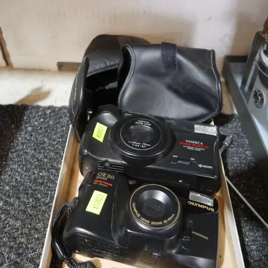 Yashica and Olympus cameras