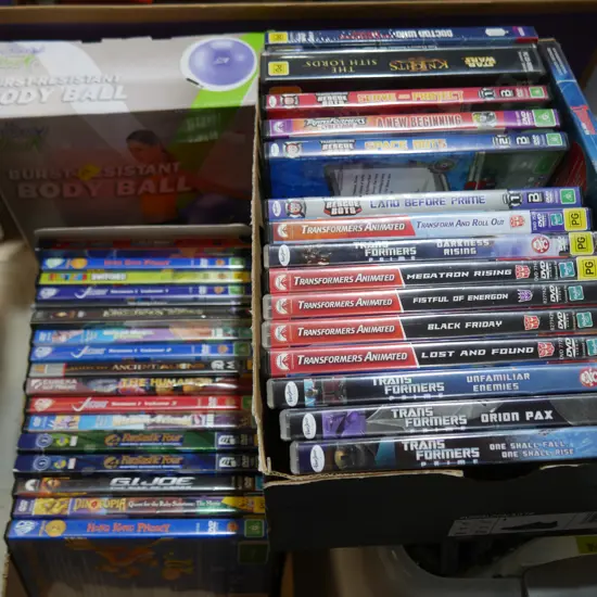 2 boxes DVDs, body ball