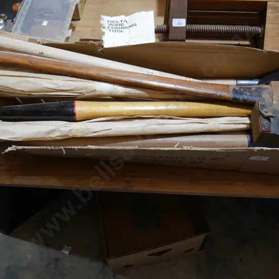 Assorted handles and axe