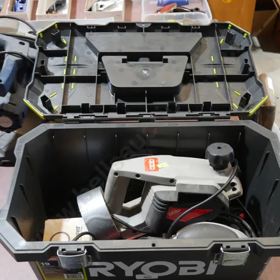 Ryobi toolbox with wood planer and sander etc