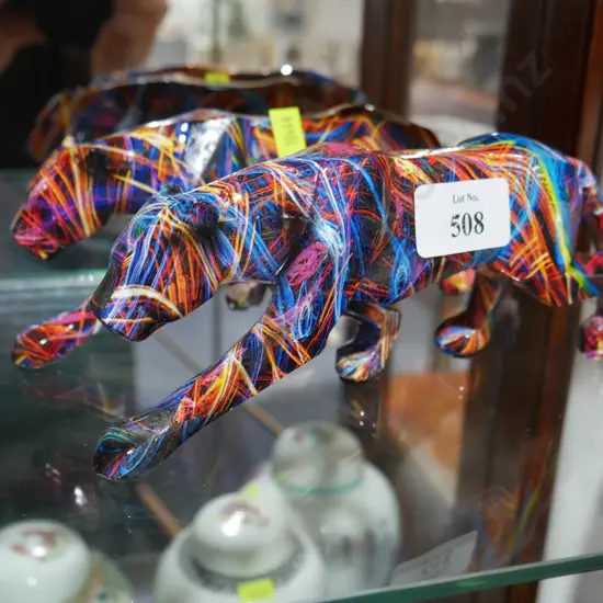 2 abstract graffiti jaguar ornaments