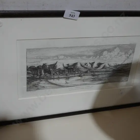 Framed etching of Akaroa by Charles Meryon