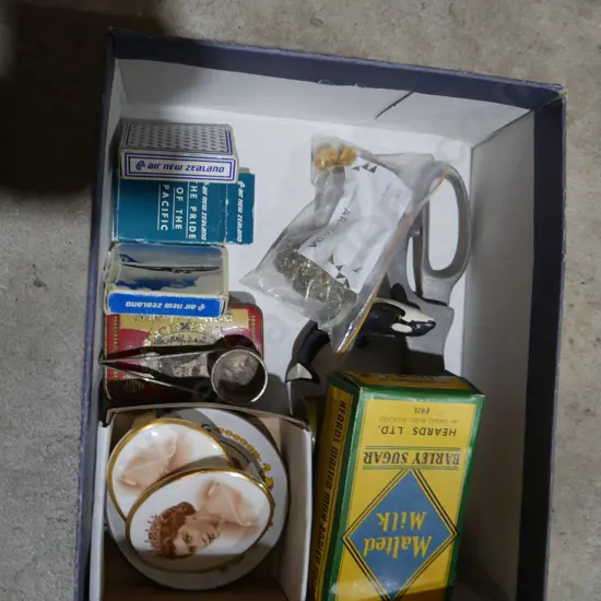 Royalty china, mini air New Zealand playing cards etc