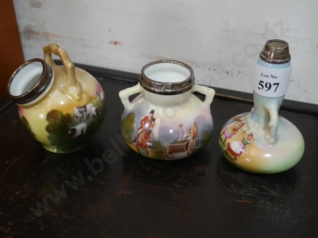 3 Bayreuth silver topped vases Image 1++