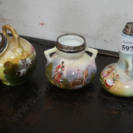 3 Bayreuth silver topped vases