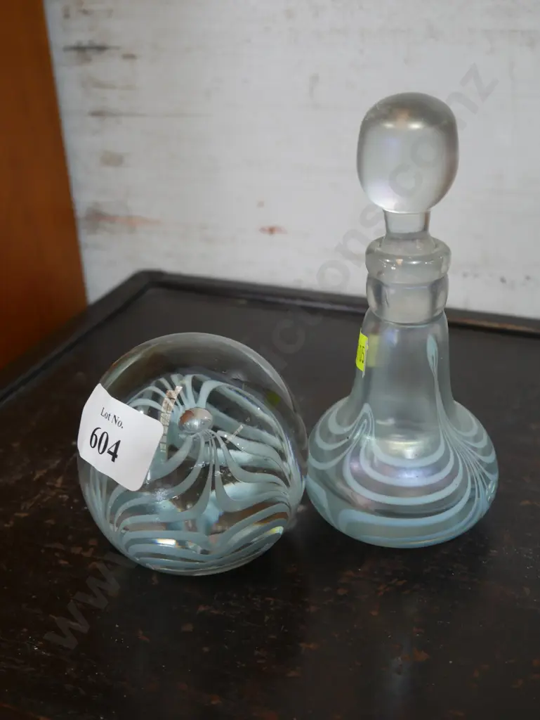 Glass bottle and paperweight signed Image 1++