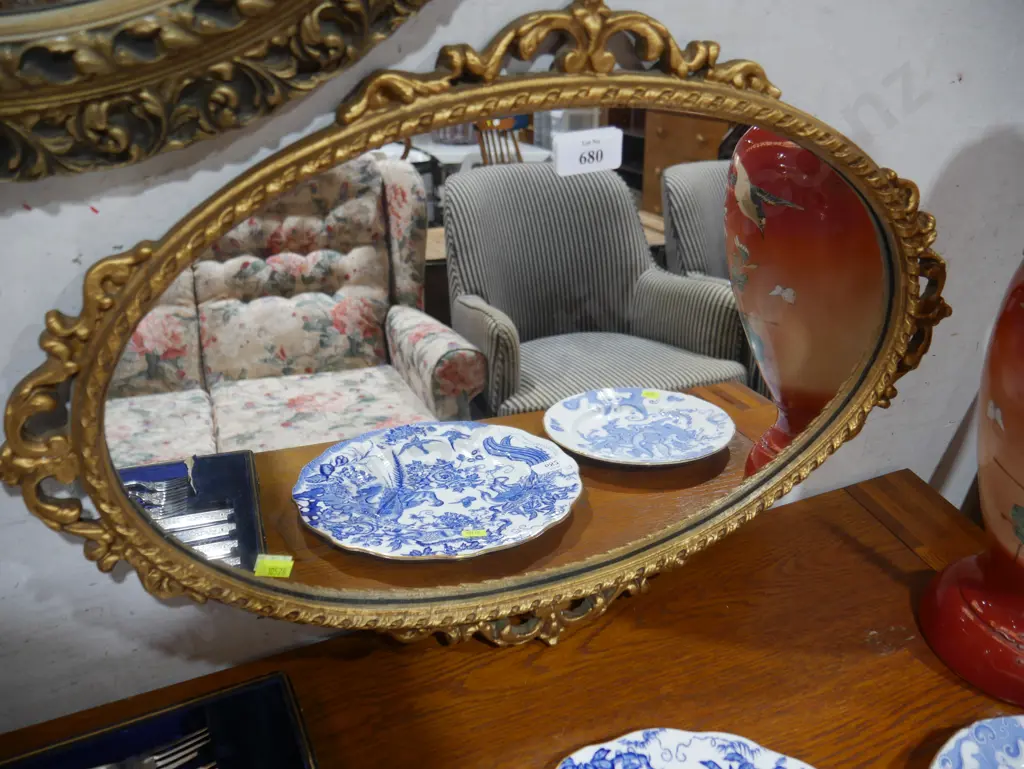 Oval gilt frame wall mirror Image 1++