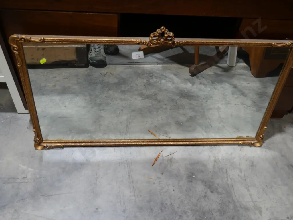 Rectangular gilt frame wall mirror Image 1++