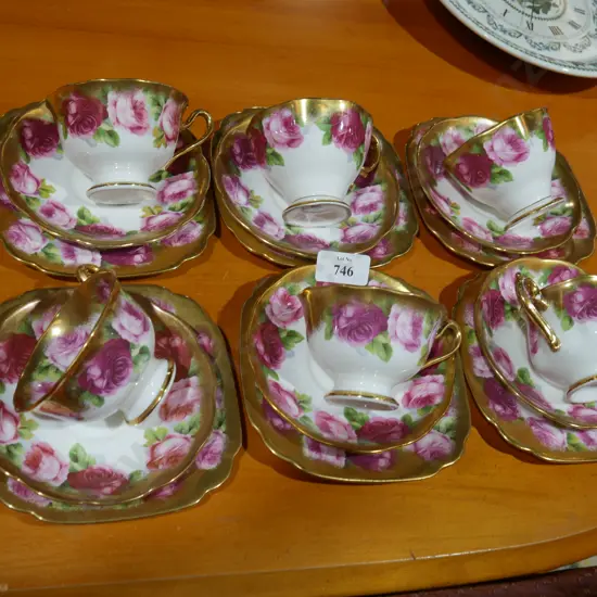 Set of six Royal Albert trios
