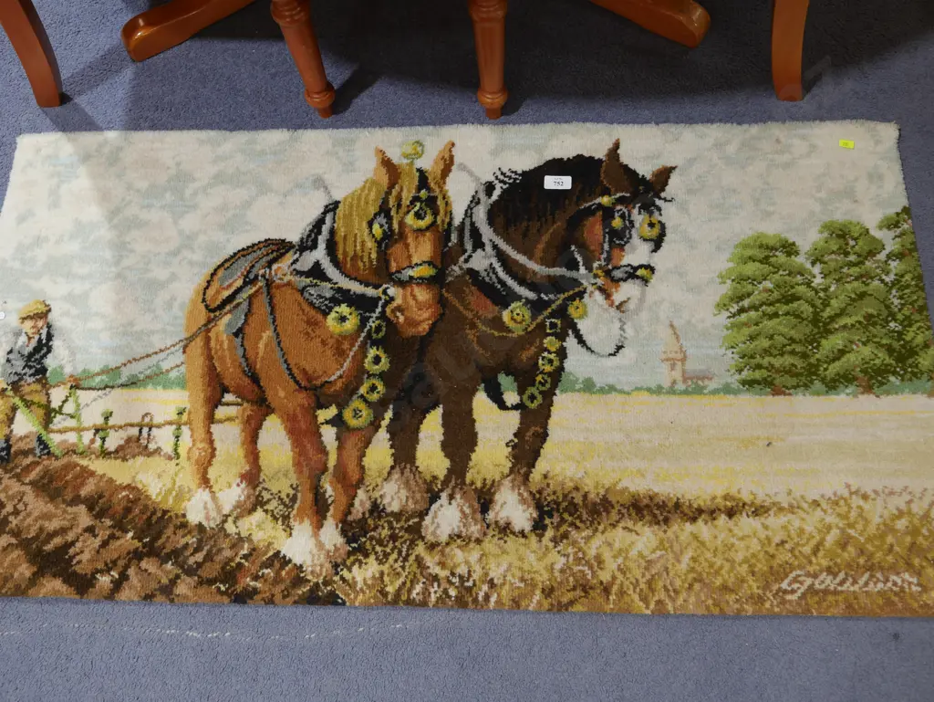 Horse ploughing floor rug Image 1++