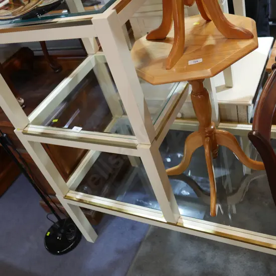 Matching glass top coffee table and 2 side tables