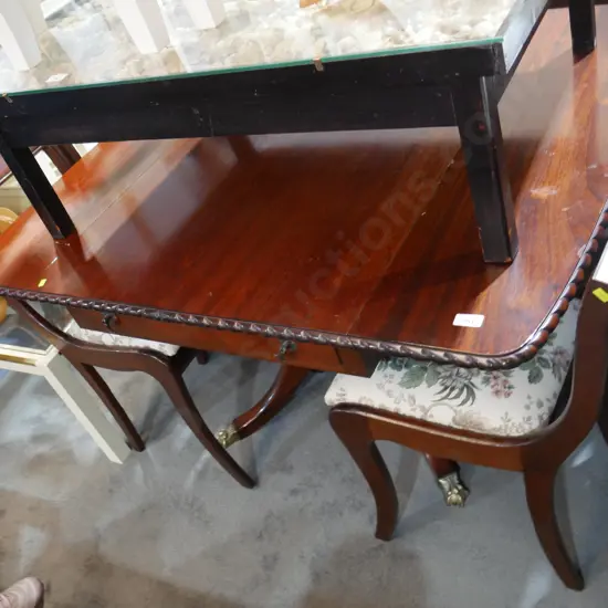 Rope edge drop end dining table and four chairs