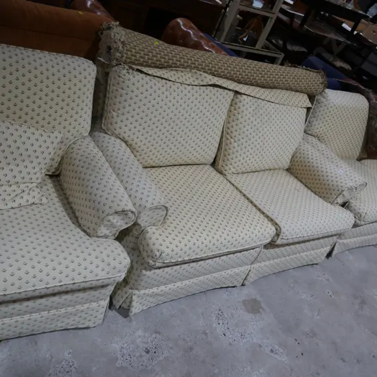 Three piece lounge suite with roll of matching fabric