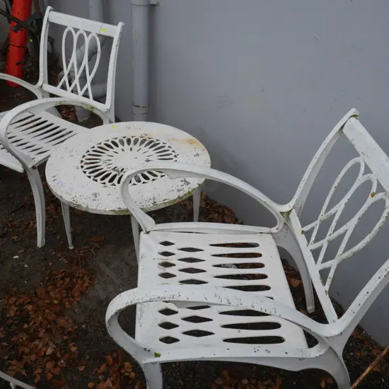 Wrought iron table and chairs