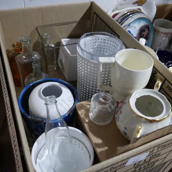 Glass bottles, plant pots, vase etc