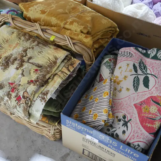 Box and cane baskets of linen