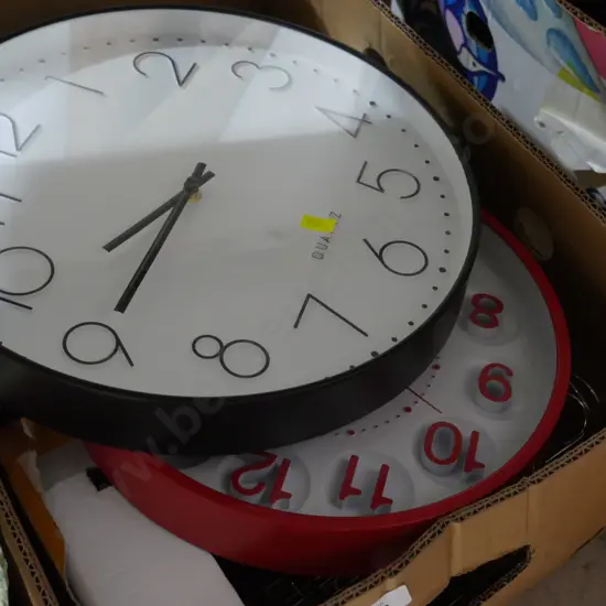 2 wall clocks, kitchenware