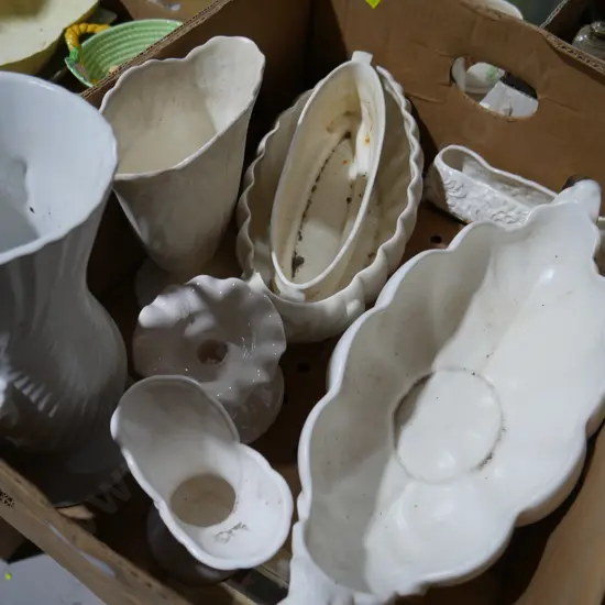 White pottery vases etc