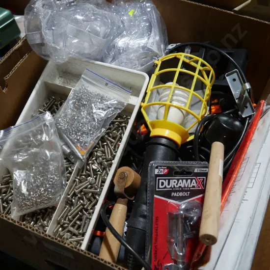 Screws, safety goggles etc