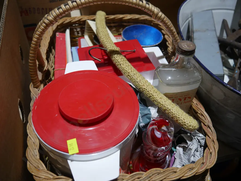 Cane basket and contents Image 1++