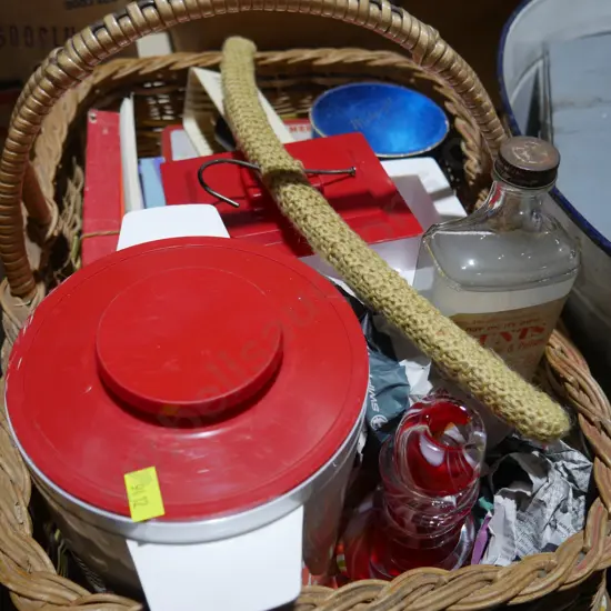 Cane basket and contents