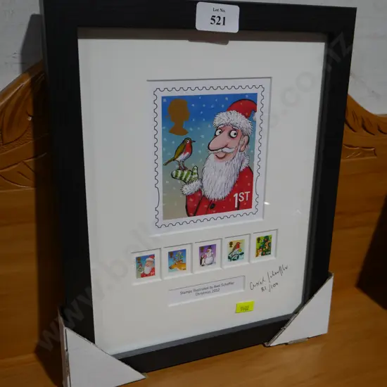 Framed illustrated stamp set