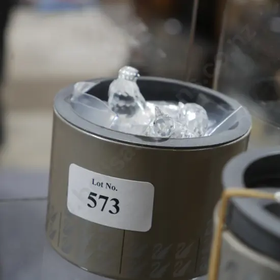 Cased Swarovski crystal penguins