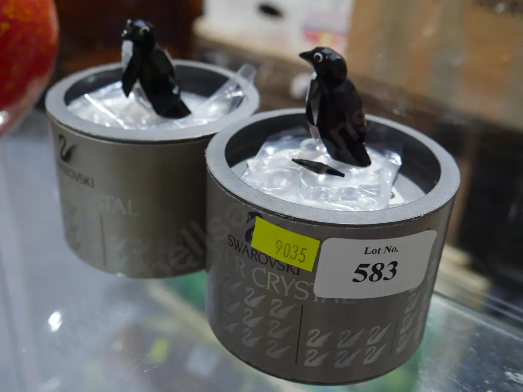 2 Cased Swarovski crystal penguins (1 A/F) Image 1++