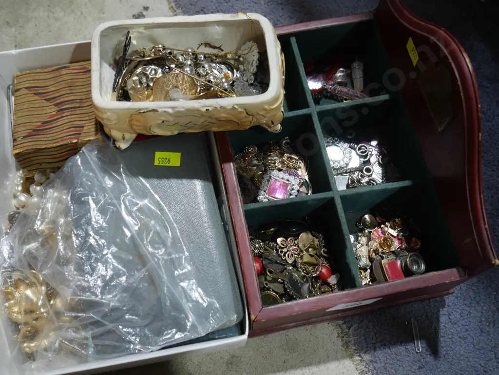 Box and Dilmah tea box of costume jewellery erc Image 1++