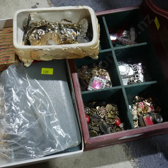 Box and Dilmah tea box of costume jewellery erc