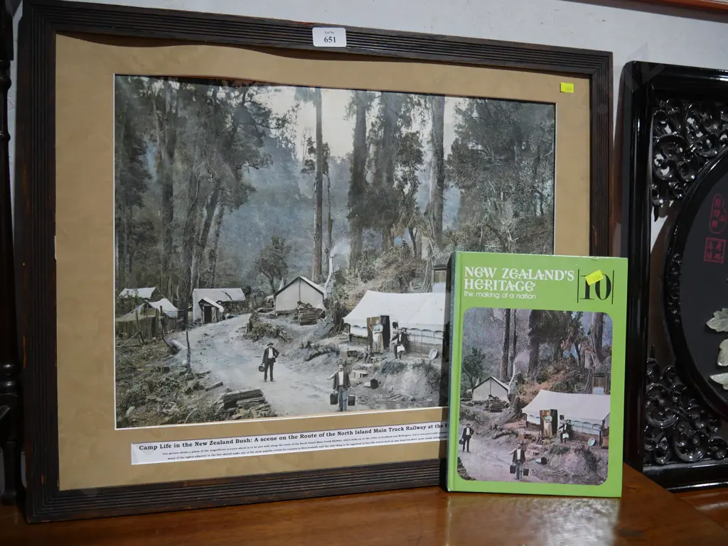 New Zealand heritage The making of a nation book and Camp life in NZ bush artwork Image 1++