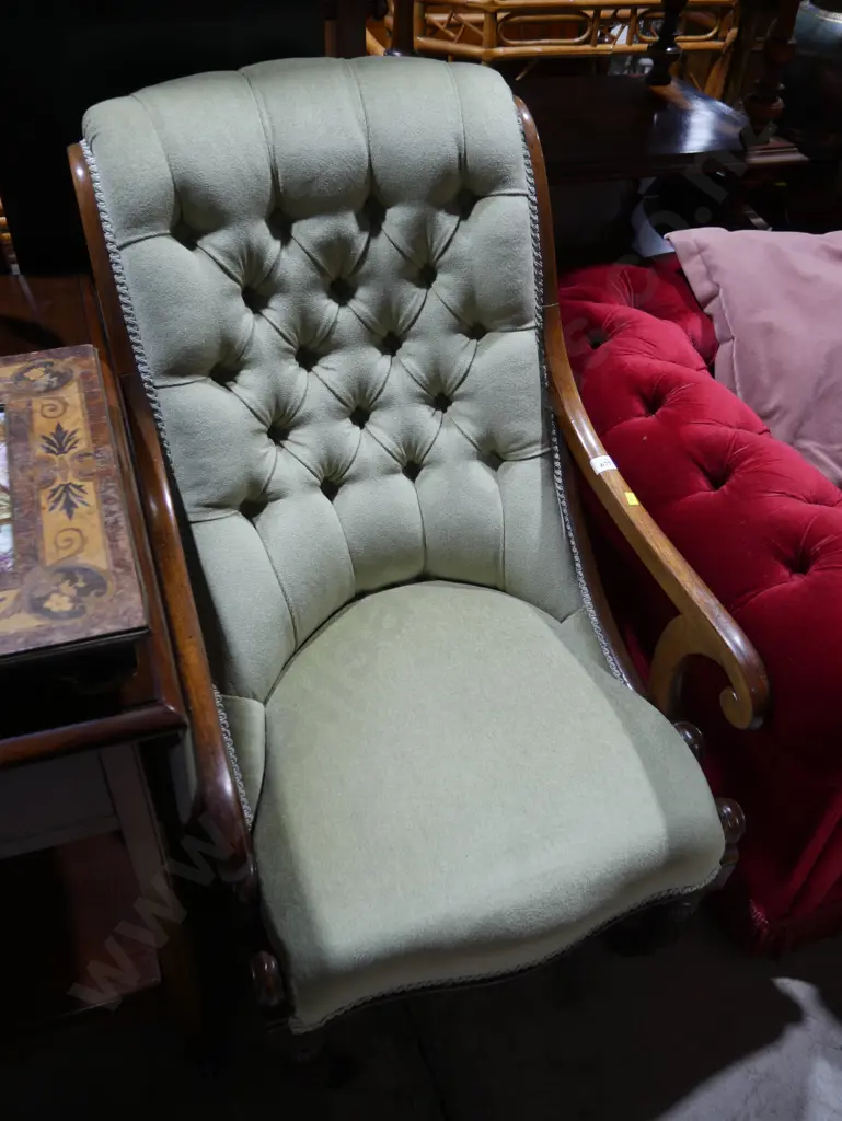 Victorian deep buttoned arm chair Image 1++