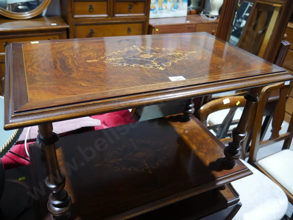 2 teir inlaid side table Image 1++