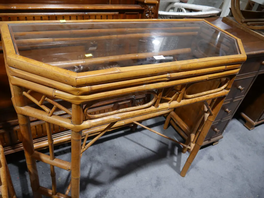 cane glass top side table Image 1++