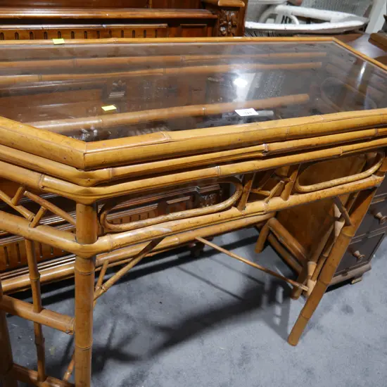 cane glass top side table