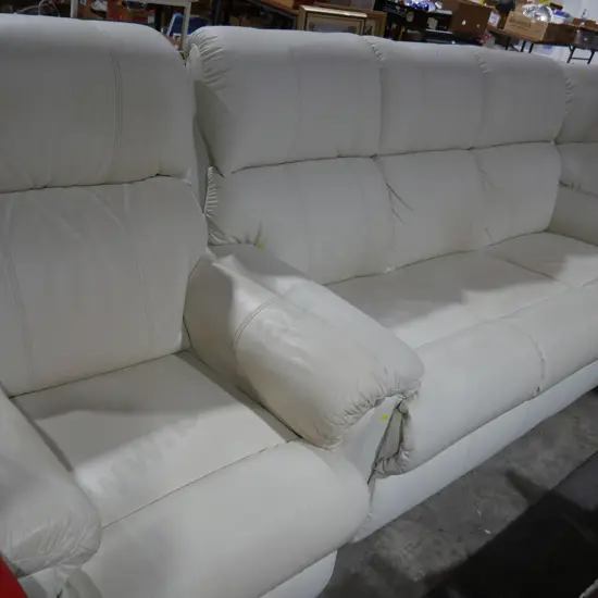 3 piece lounge suite, white leather