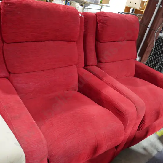 2 red arm chairs