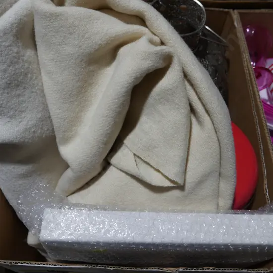 Blanket, candle holder etc