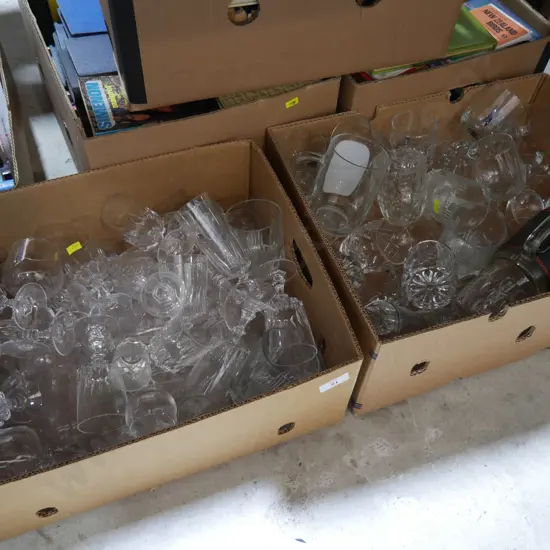 2 boxes glassware