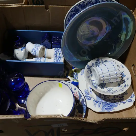 Blue glass and china
