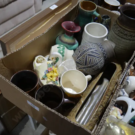 Box of pottery etc