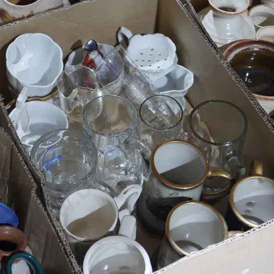 Assorted pottery, glassware