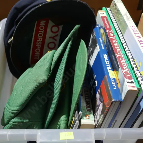 Tractor books, hats etc