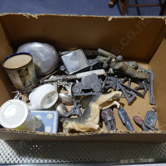 Lead animals, silver spoons etc