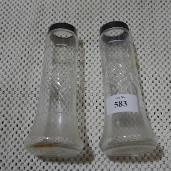 Sterling silver topped glass vases