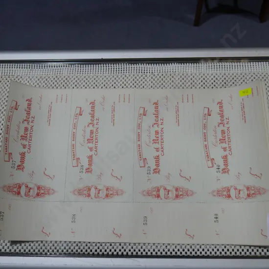 Taratahi Dairy Co, Bank of New Zealand cheques