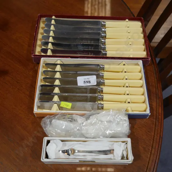 Boxed bone handled knives etc
