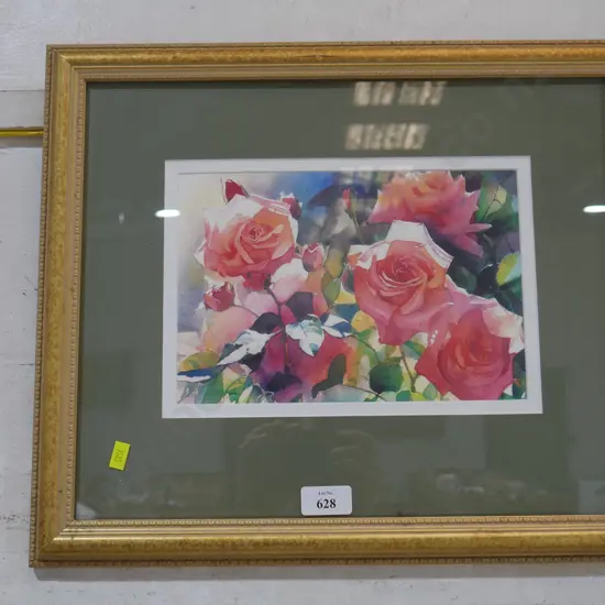 Framed rose artwork
