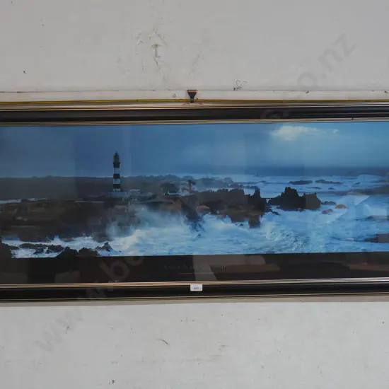 Framed coastal scene picture